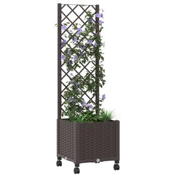 Pflanzkübel mit Spalier und Rädern Braun 40 x 40 x 146 cm PP