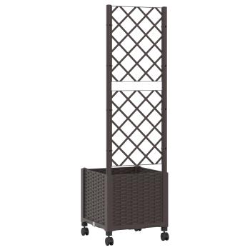 Pflanzkübel mit Spalier und Rädern Braun 40 x 40 x 146 cm PP