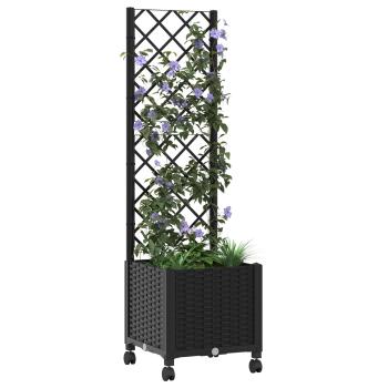 Pflanzkübel mit Spalier und Rädern Schwarz 40 x 40 x 146 cm PP