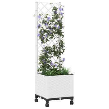 Pflanzkübel mit Spalier und Rädern Weiß 40 x 40 x 146 cm PP