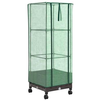 Gartenplanter mit Gewächshausabdeckung und Rädern Braun PP