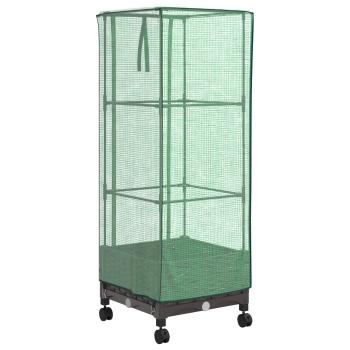 Gartenplanter mit Gewächshausabdeckung und Rädern Braun PP