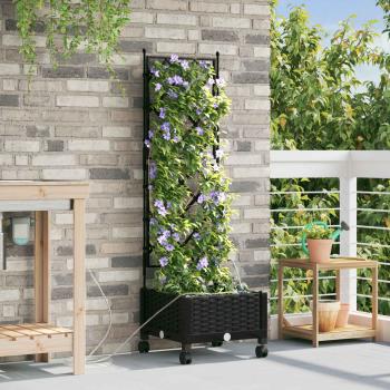 ARDEBO.de - Garten Blumenkübel mit Bewässerung und Rädern Schwarz PP