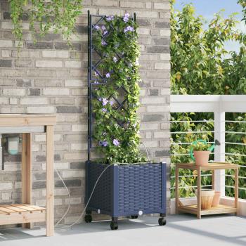 ARDEBO.de - Garten Blumenkübel mit Bewässerung und Rädern Grau PP