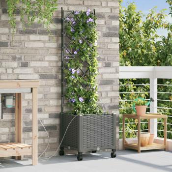 ARDEBO.de - Garten Blumenkübel mit Bewässerung und Rädern Hellgrau PP