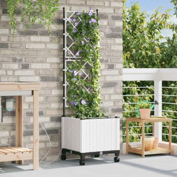 ARDEBO.de - Garten Blumenkübel mit Bewässerung und Rädern Weiß PP
