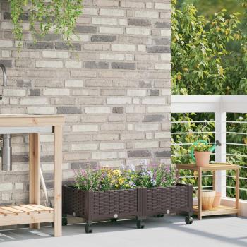 ARDEBO.de - Gartenpflanzer mit Rädern Braun 80 x 40 x 29 cm PP