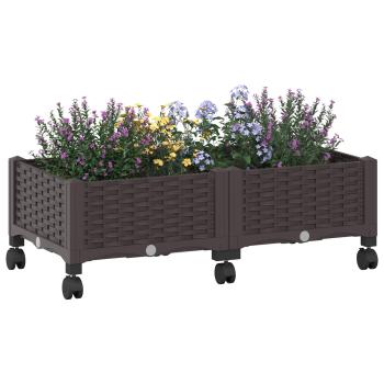 Gartenpflanzer mit Rädern Braun 80 x 40 x 29 cm PP