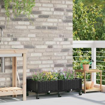 ARDEBO.de - Gartenpflanzer mit Rädern Schwarz 80 x 40 x 29 cm PP