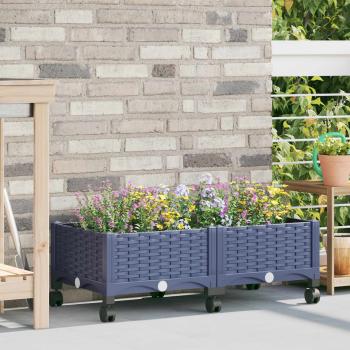 ARDEBO.de - Gartenpflanzer mit Rädern Blaugrau 80 x 40 x 33 cm PP