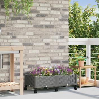 ARDEBO.de - Gartenpflanzer mit Rädern Hellgrau 80 x 40 x 33 cm PP