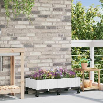 ARDEBO.de - Gartenpflanzer mit Rädern Weiß 80 x 40 x 33 cm PP