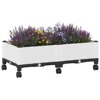 Gartenpflanzer mit Rädern Weiß 80 x 40 x 33 cm PP