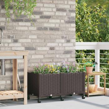 ARDEBO.de - Gartenpflanzer mit Rädern Braun 80 x 40 x 44 cm PP