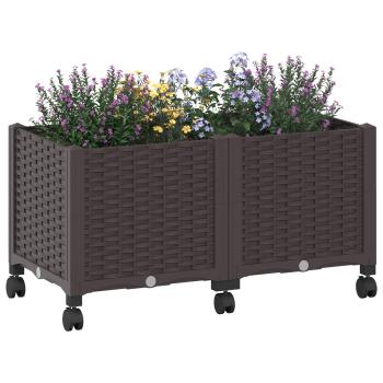 Gartenpflanzer mit Rädern Braun 80 x 40 x 44 cm PP