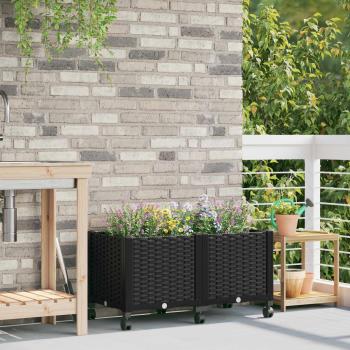 ARDEBO.de - Gartenpflanzer mit Rädern Schwarz 80 x 40 x 44 cm PP