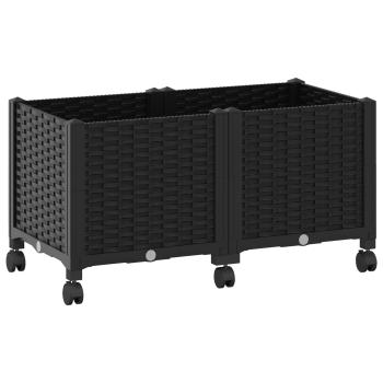 Gartenpflanzer mit Rädern Schwarz 80 x 40 x 44 cm PP