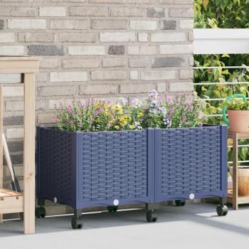 ARDEBO.de - Gartenpflanzer mit Rädern Blaugrau 80 x 40 x 48 cm PP
