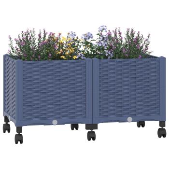 Gartenpflanzer mit Rädern Blaugrau 80 x 40 x 48 cm PP