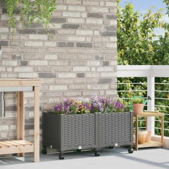 ARDEBO.de - Gartenpflanzer mit Rädern Hellgrau 80 x 40 x 48 cm PP