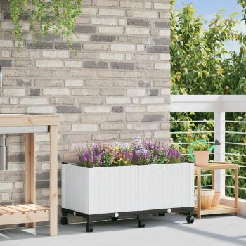 ARDEBO.de - Gartenpflanzer mit Rädern Weiß 80 x 40 x 48 cm PP
