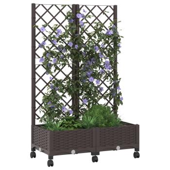 Pflanzkübel mit Spalier und Rädern Braun 80 x 40 x 131,5 cm PP