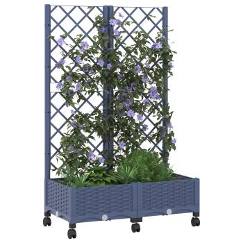 Pflanzkübel mit Spalier und Rädern Blaugrau 80 x 40 x 131,5 cm