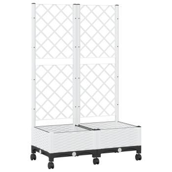 Pflanzkübel mit Spalier und Rädern Weiß 80 x 40 x 131,5 cm PP