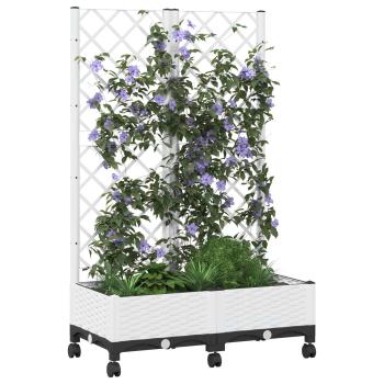 Pflanzkübel mit Spalier und Rädern Weiß 80 x 40 x 131,5 cm PP
