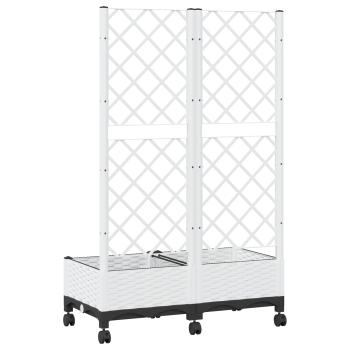 Pflanzkübel mit Spalier und Rädern Weiß 80 x 40 x 131,5 cm PP