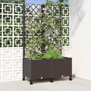 ARDEBO.de - Pflanzkübel mit Spalier und Rädern Braun 80 x 40 x 146 cm PP