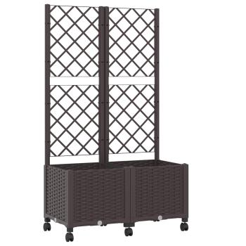 Pflanzkübel mit Spalier und Rädern Braun 80 x 40 x 146 cm PP