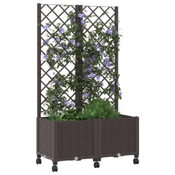 Pflanzkübel mit Spalier und Rädern Braun 80 x 40 x 146 cm PP