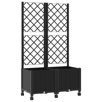 Pflanzkübel mit Spalier und Rädern Schwarz 80 x 40 x 146 cm PP
