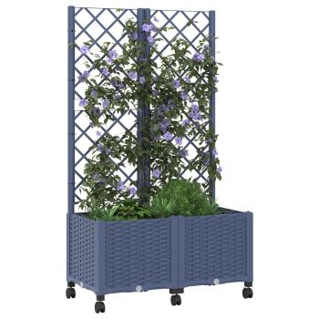 Pflanzkübel mit Spalier und Rädern Blaugrau 80 x 40 x 146 cm PP