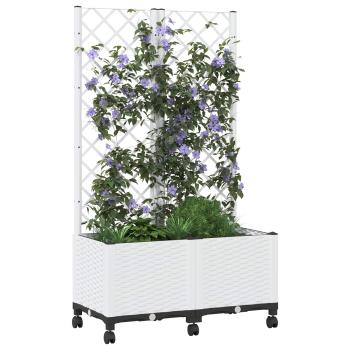 Pflanzkübel mit Spalier und Rädern Weiß 80 x 40 x 146 cm PP