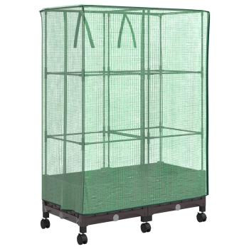 Gartenplanter mit Gewächshausabdeckung und Rädern 2 stk. Braun