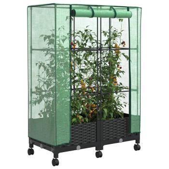 Gartenplanter mit Gew?chshausabdeckung und R?dern 2 stk. PP