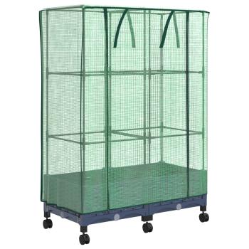 Gartenplanter mit Gewächshausabdeckung und Rädern 2 stk. PP