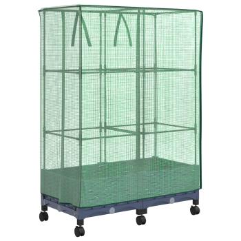 Gartenplanter mit Gewächshausabdeckung und Rädern 2 stk. PP