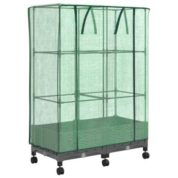 Gartenplanter mit Gewächshausabdeckung und Rädern 2 stk. PP