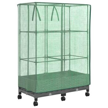 Gartenplanter mit Gewächshausabdeckung und Rädern 2 stk. PP