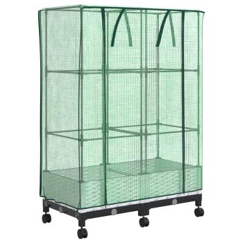 Gartenplanter mit Gewächshausabdeckung und Rädern 2 stk. Weiß