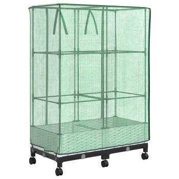 Gartenplanter mit Gewächshausabdeckung und Rädern 2 stk. Weiß