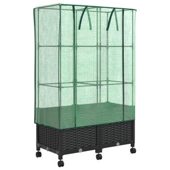 Gartenplanter mit Gewächshausabdeckung und Rädern 2 stk. PP