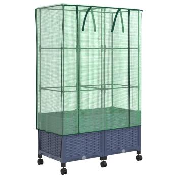 Gartenplanter mit Gewächshausabdeckung und Rädern 2 stk. PP