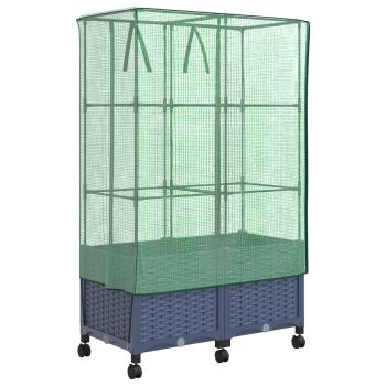 Gartenplanter mit Gewächshausabdeckung und Rädern 2 stk. PP