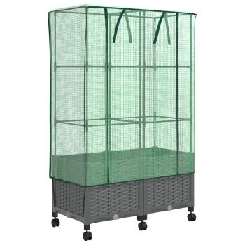 Gartenplanter mit Gewächshausabdeckung und Rädern 2 stk. PP
