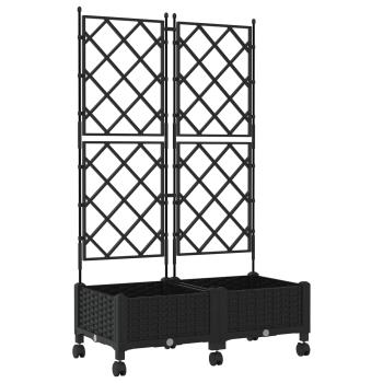 Pflanzkübel mit Spalier und Rädern 2 stk. Schwarz PP