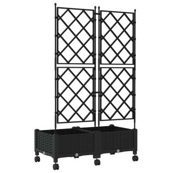 Pflanzkübel mit Spalier und Rädern 2 stk. Schwarz PP